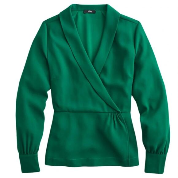 J.Crew Double V Blouse Green Size 0 - Picture 2 of 13